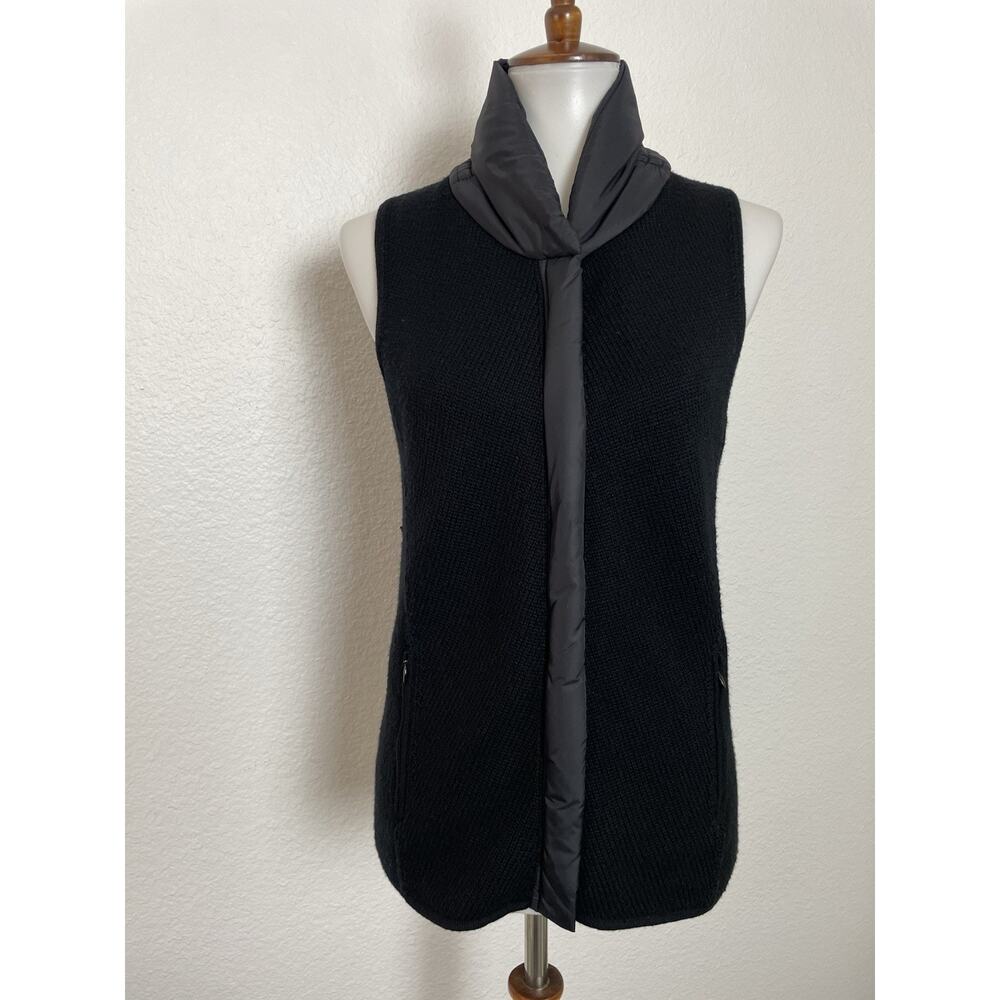 Eileen Fisher Vest Women Sz SP Zip Front Stretch Knit High Neck Classic Outdoor